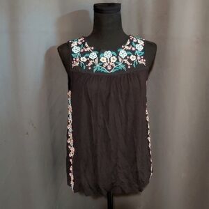 Fever Floral Embroidered Tank Top Size Small